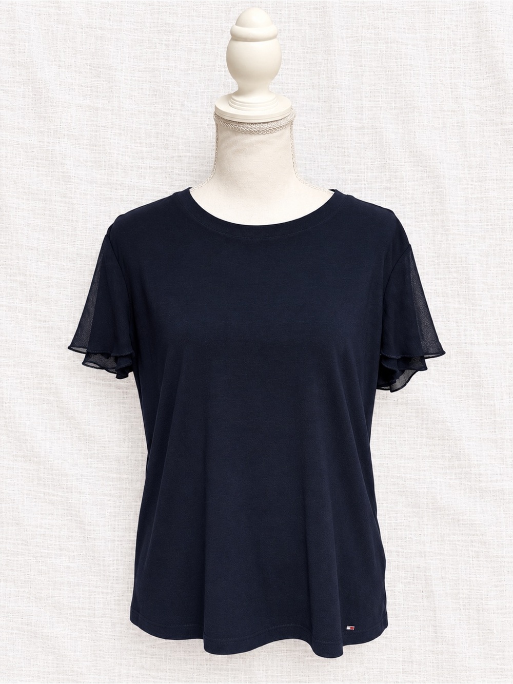 Tommy Hilfiger Navy Double Flutter Sleeve Top Women’s XL